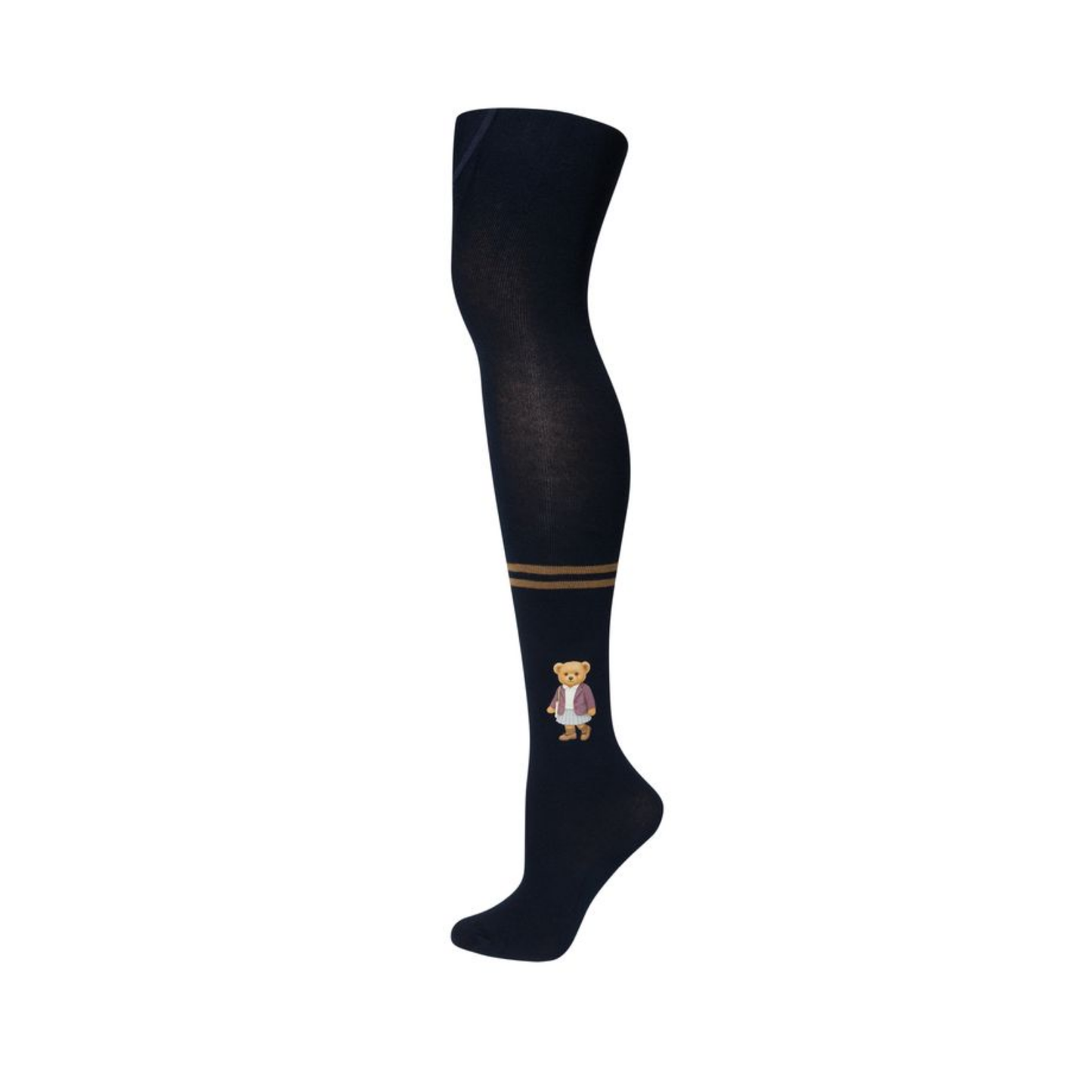 Zubii 8 Navy Printed Teddy Tights