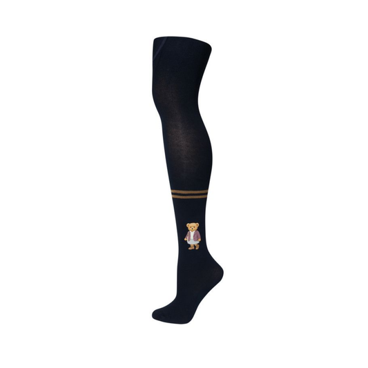 Zubii 8 Navy Printed Teddy Tights