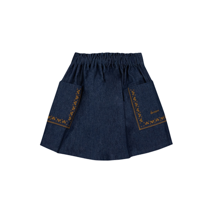 Bonton Chambray Denim Ruche Skirt