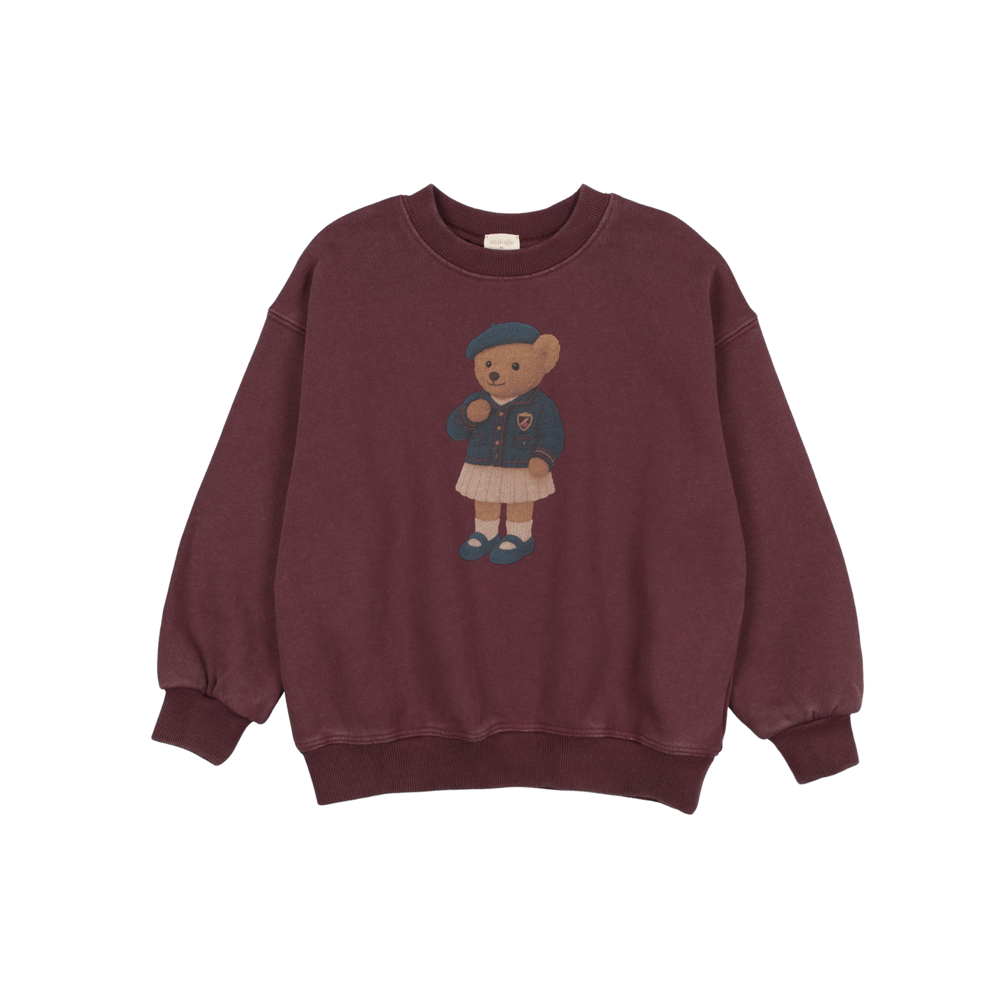 Analogie Washed Burgundy Bear Sweatshirt