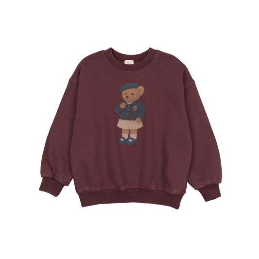 Analogie Washed Burgundy Bear Sweatshirt