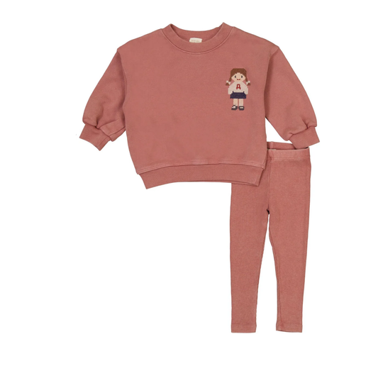 Analogie Vintage Pink Doll Sweatshirt Set
