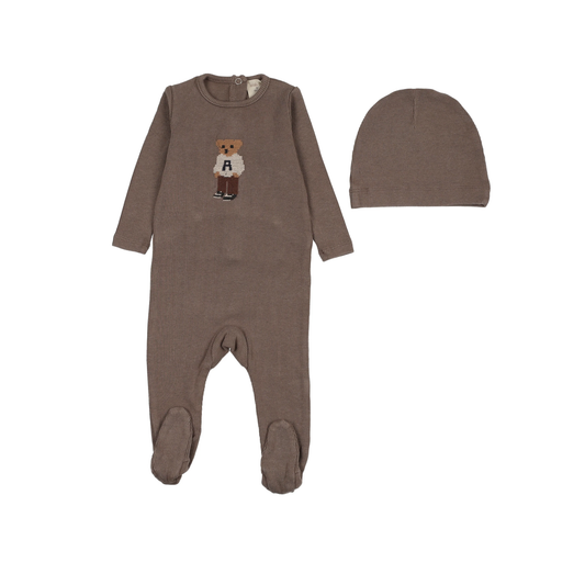 Analogie Washed Brown Bear Footie Set