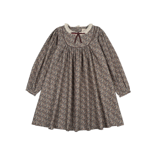 Analogie Oxford Tan Prin Home Garden Laced Trimmed Dress