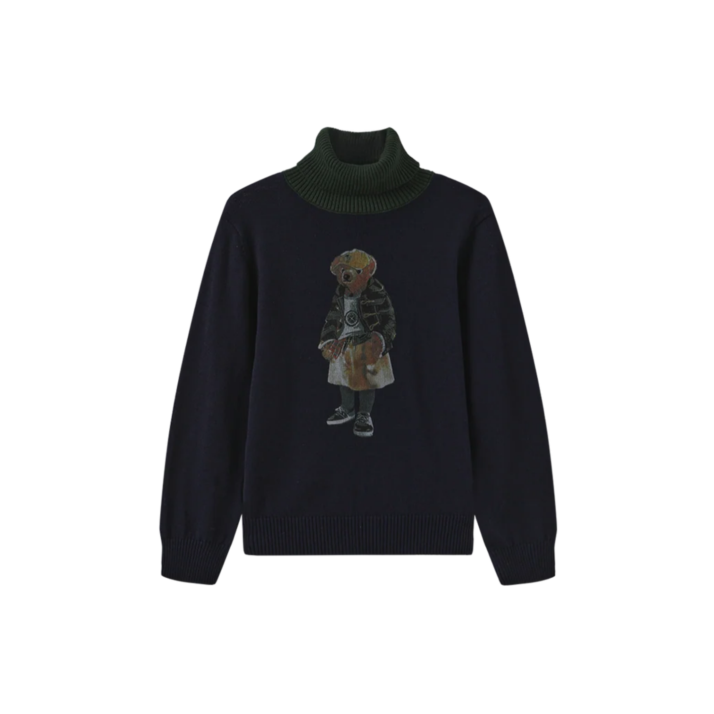 Creative Genius Navy Tanvi Contrast Neck Turtleneck