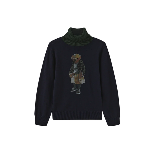 Creative Genius Navy Tanvi Contrast Neck Turtleneck