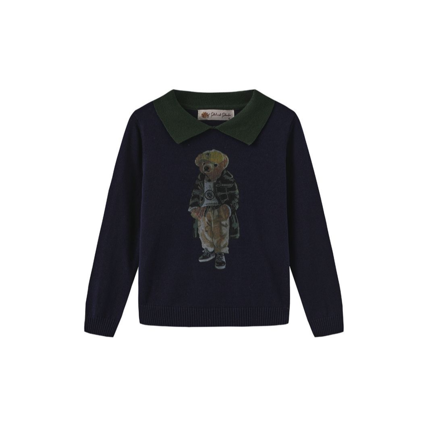 Phil And Phoebe Navy Tanvi Knit Collar Sweater