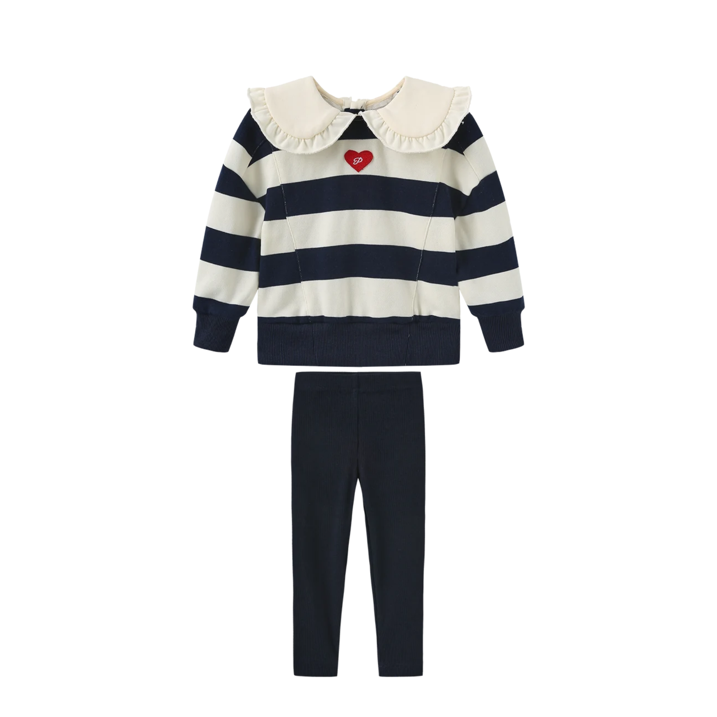 Phil And Phoebe Navy/White Trill Striped Sweatshirt Girls Set