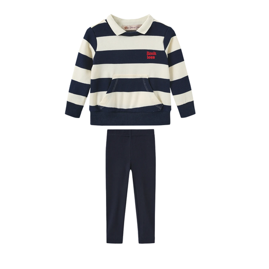 Junee Navy/White Trill Striped Sweatshirt Boy Set
