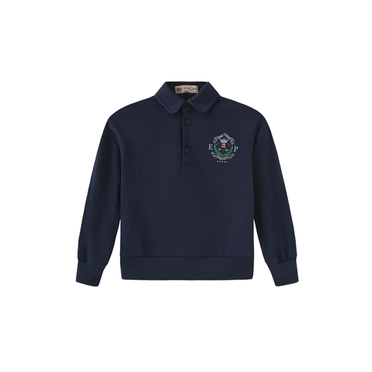 Phil And Phoebe Navy Frit Logo Polo