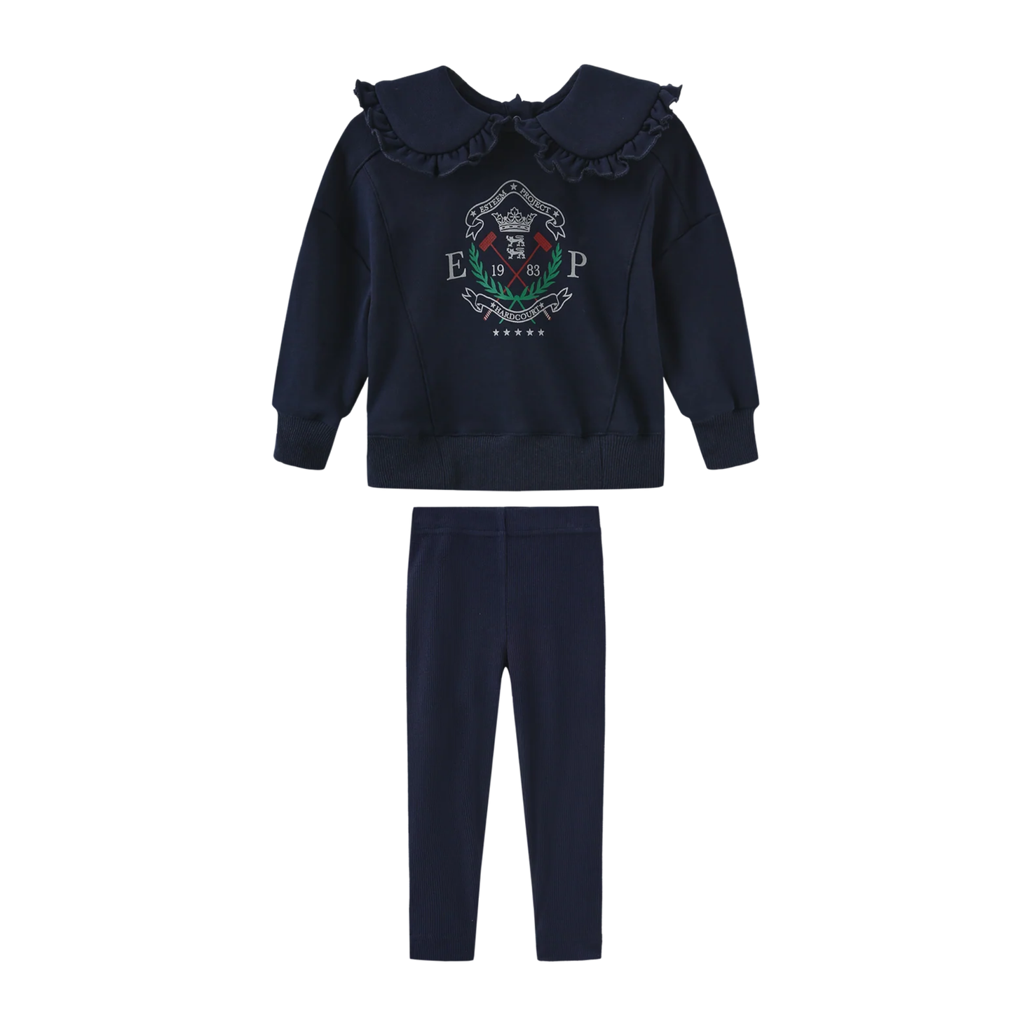 Phil And Phoebe Navy Frit Baby Girl Sweatershirt Set