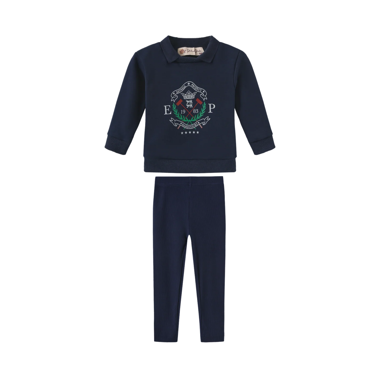 Phil And Phoebe Navy Frit Baby Boy Sweatshirt Set
