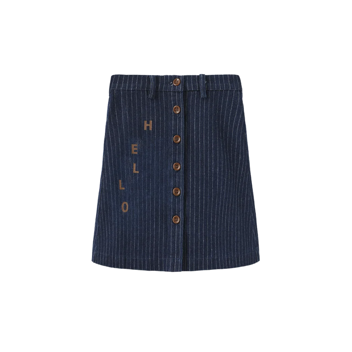 Hello Yellow Navy Lali Pinstriped Denim Skirt