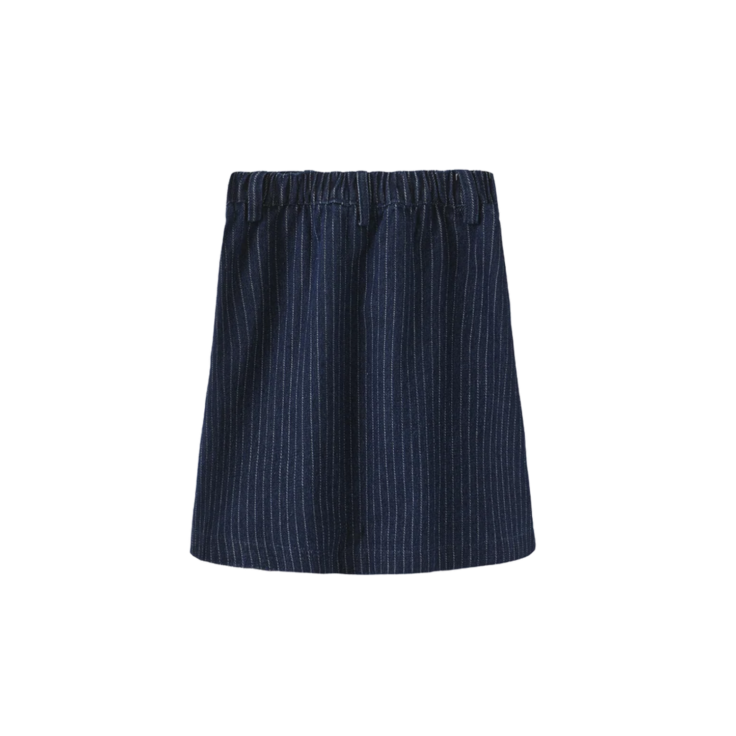 Hello Yellow Navy Lali Pinstriped Denim Skirt