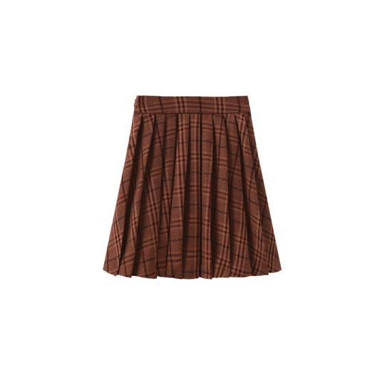 Petite Persona Plaid Peer Plaid Pleated Skirt