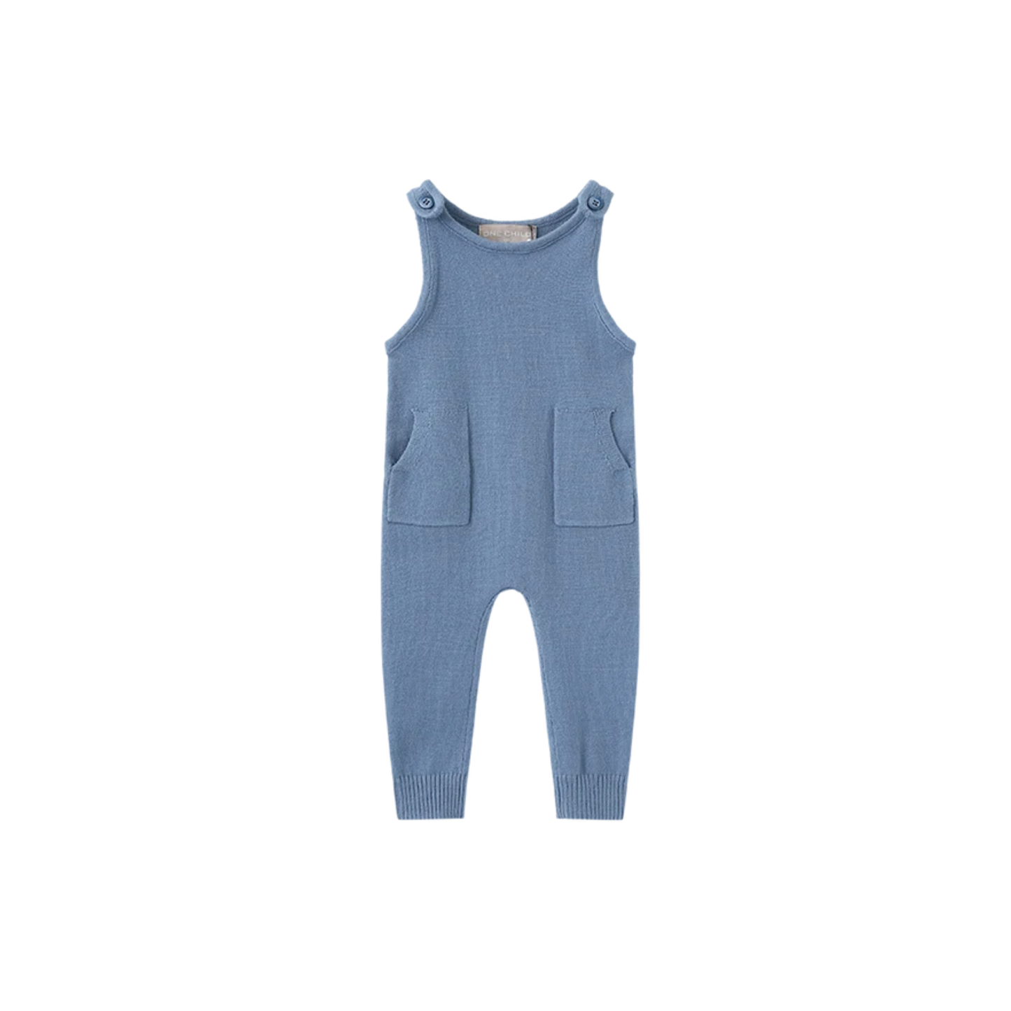One Child Light Blue Palli Knit Overalls