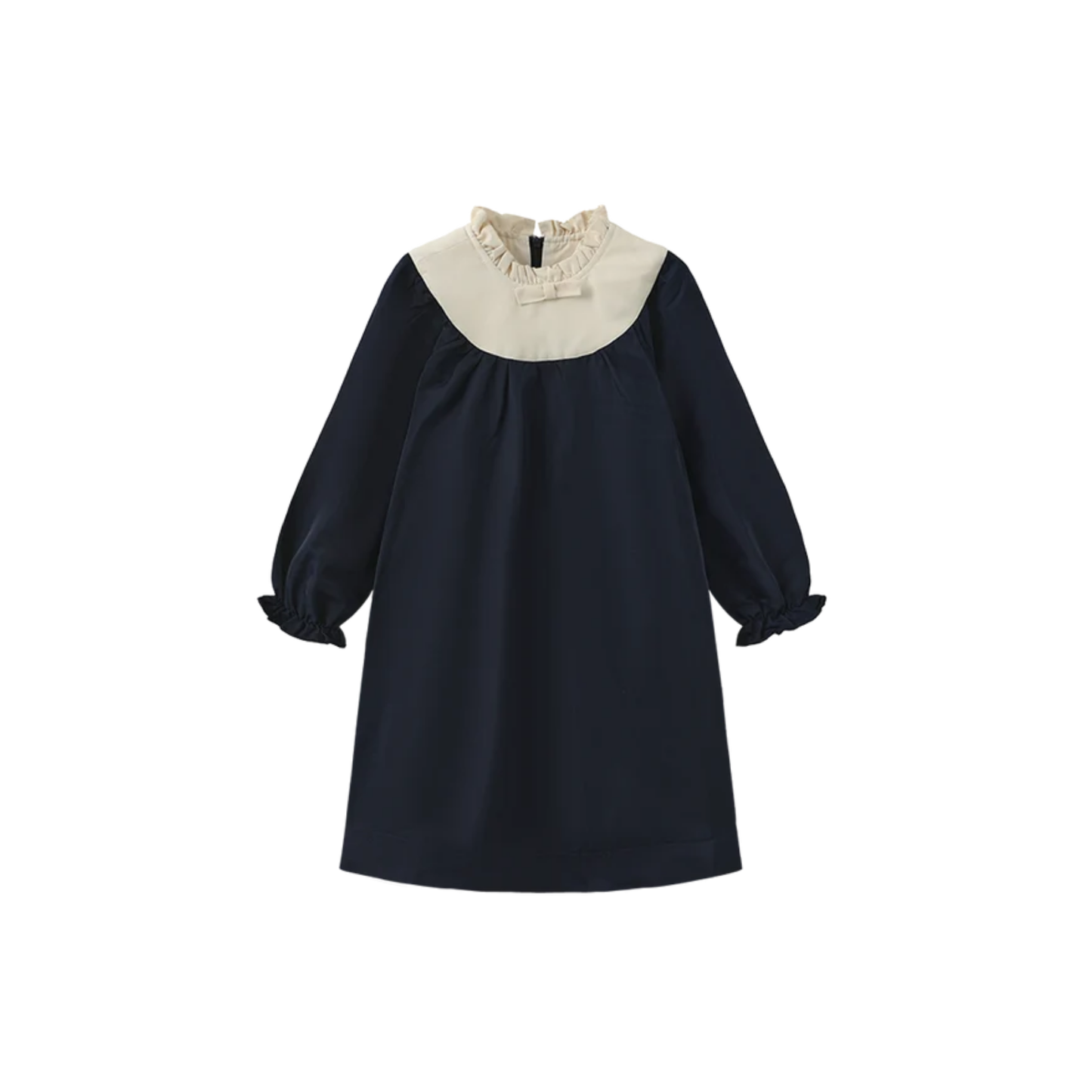 Papillon Navy Quilted Neck Taffeta Dress