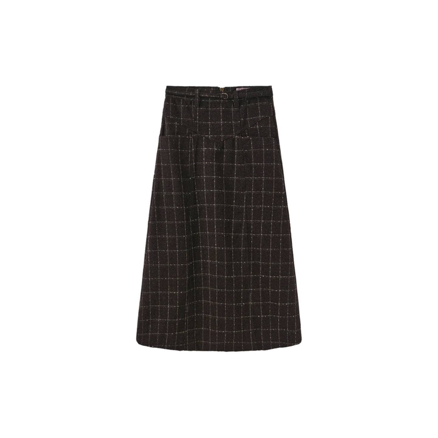 Mallory And Merlot Brown Wool Aline Seam Detail Skirt