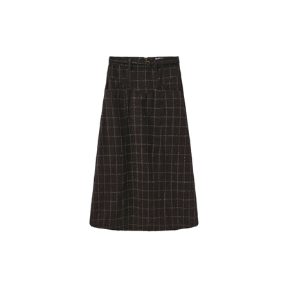 Mallory And Merlot Brown Wool Aline Seam Detail Skirt