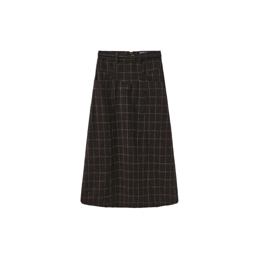 Mallory And Merlot Brown Wool Aline Seam Detail Skirt