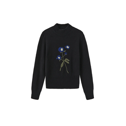 Tustello Navy Halt Flower Sweater