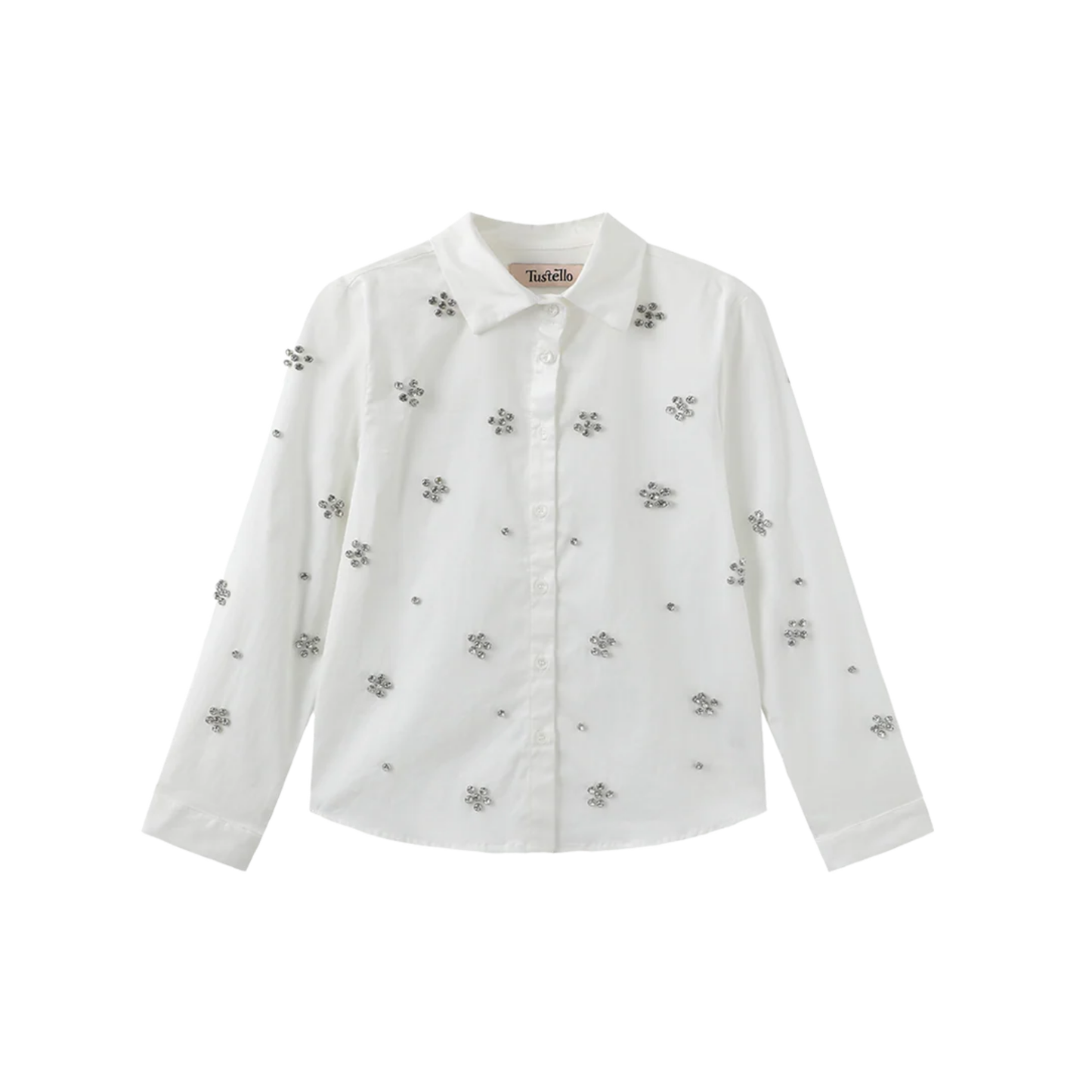 Tustello White Poplin Blouse With Jewels