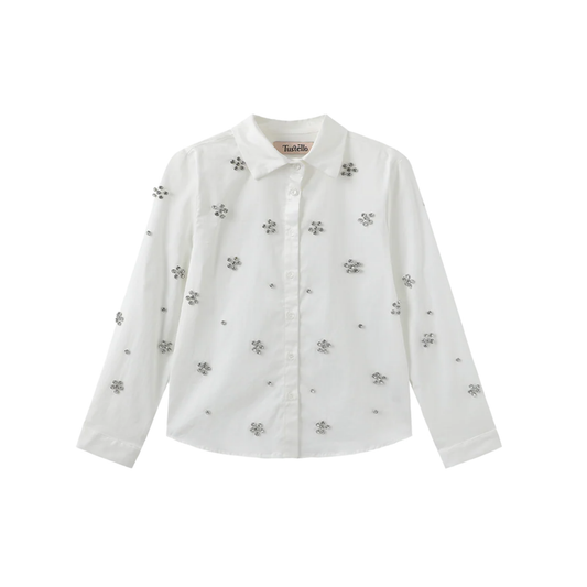Tustello White Poplin Blouse With Jewels