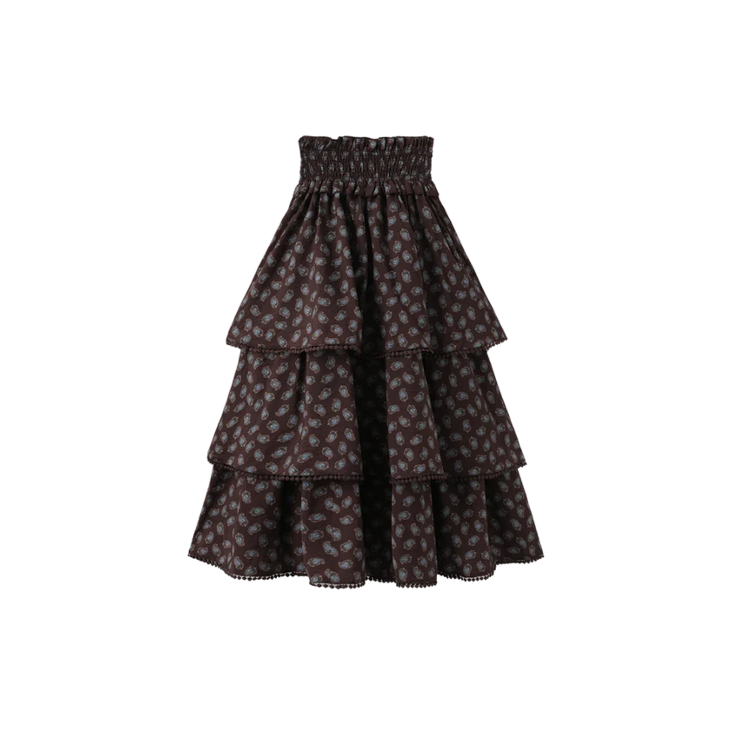 Tustello Floral Leaf Print Ruffle Skirt