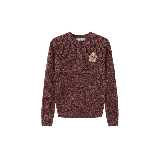 Vibe Burgundy Marled Big Patch Knit Sweater