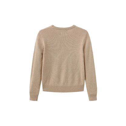 N+A Natural Tonal Embroidery Crew Neck Sweater
