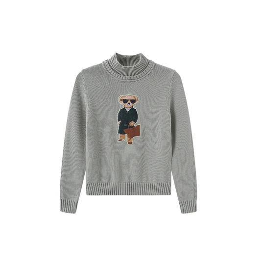 N+A Grey Dante Patch Detail Sweater