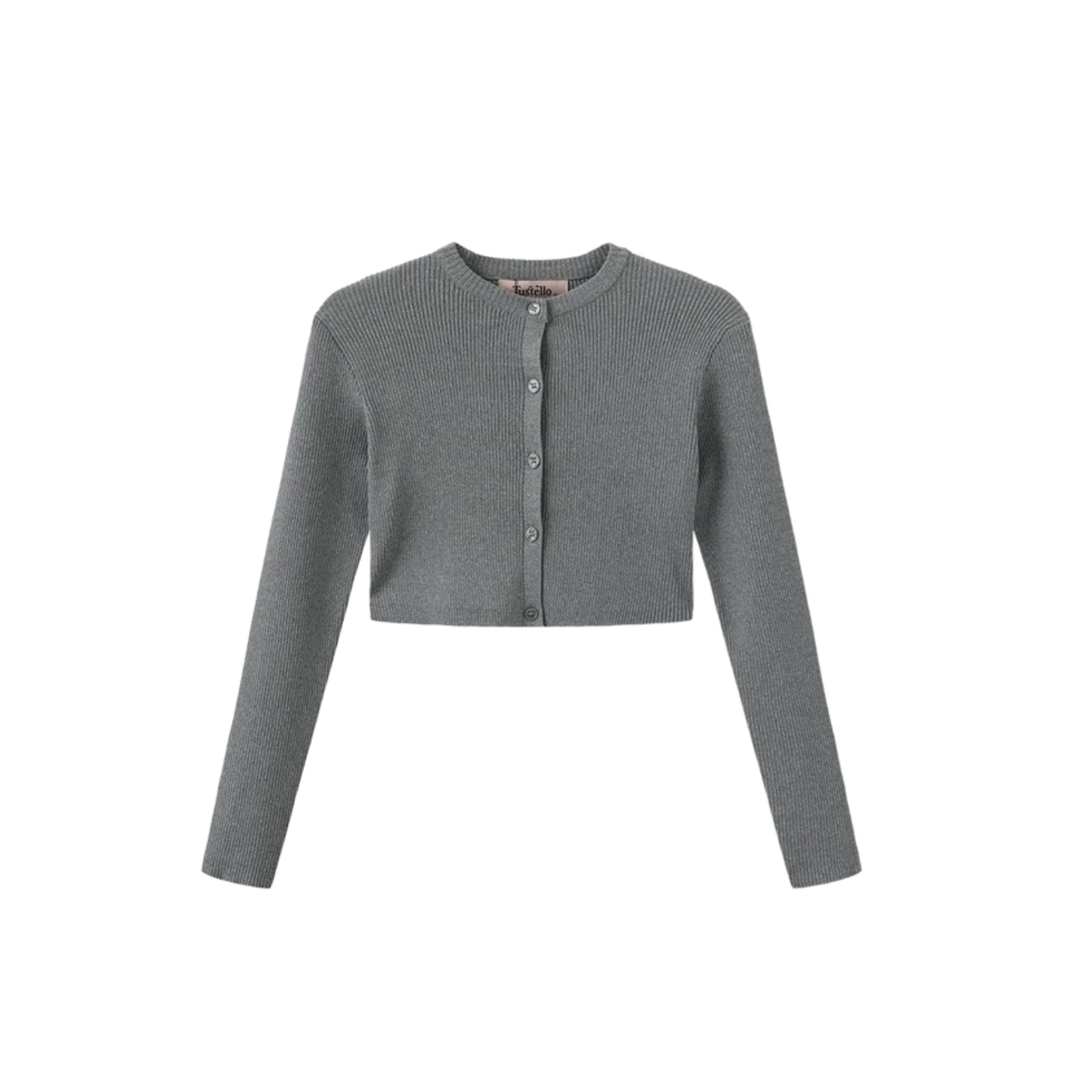 Tustello Grey Ribbed Knit Layering Cardigan