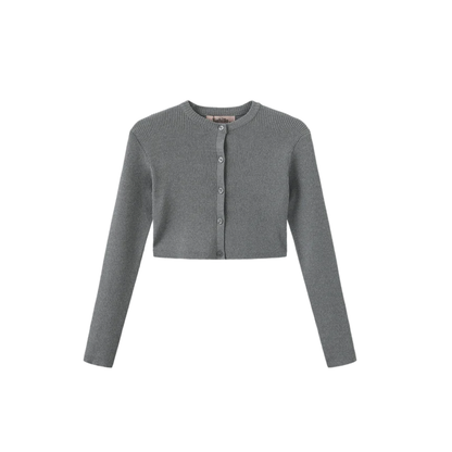 Tustello Grey Ribbed Knit Layering Cardigan