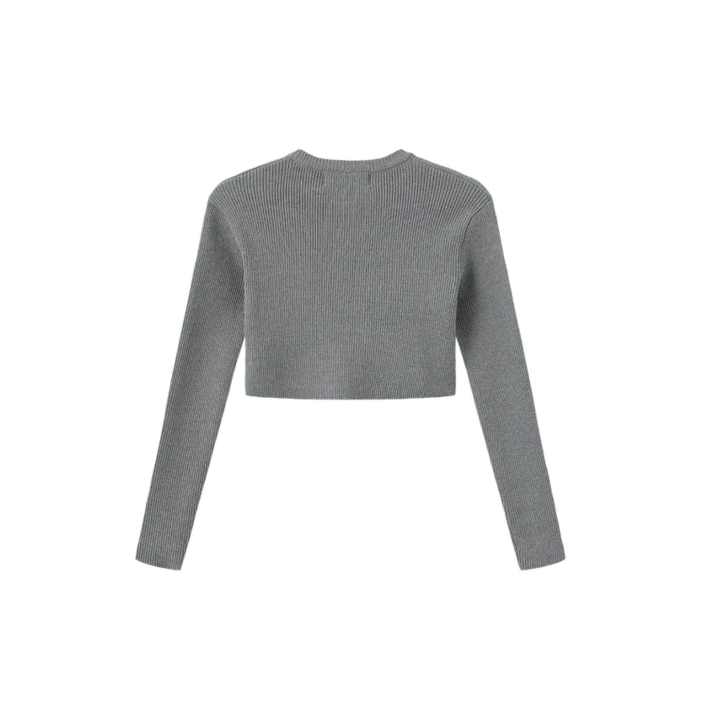 Tustello Grey Ribbed Knit Layering Cardigan