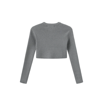 Tustello Grey Ribbed Knit Layering Cardigan