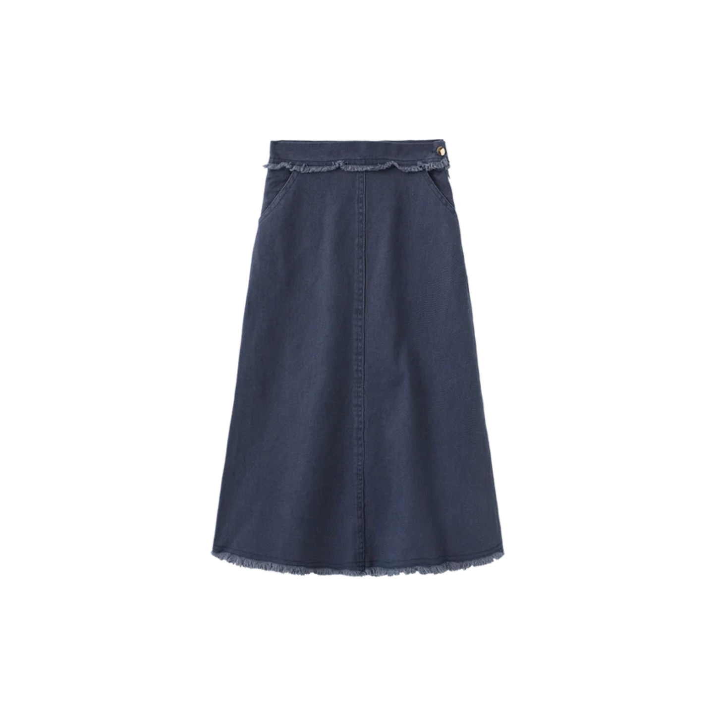 Vibe Blue Denim Fringe Center Seam Skirt