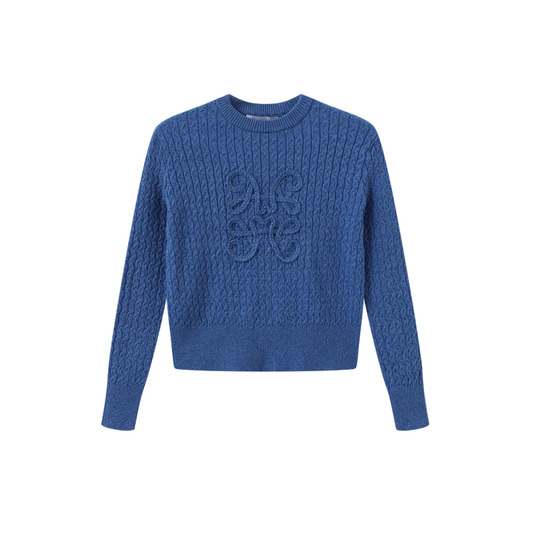 Vibe Royal Braided Detail Logo Sweater