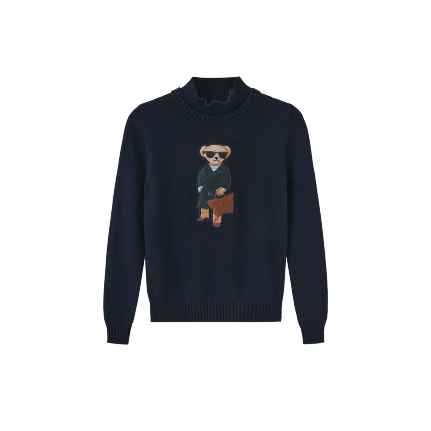 N+A Navy Dante Patch Detail Sweater