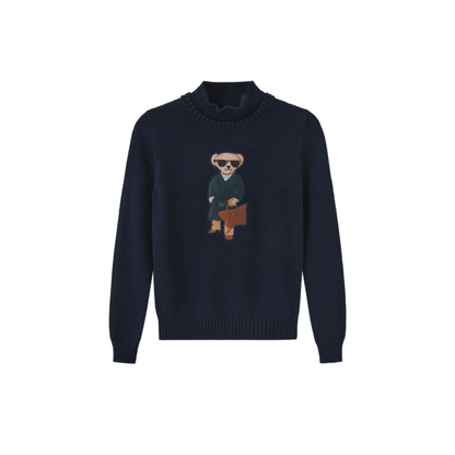 N+A Navy Dante Patch Detail Sweater