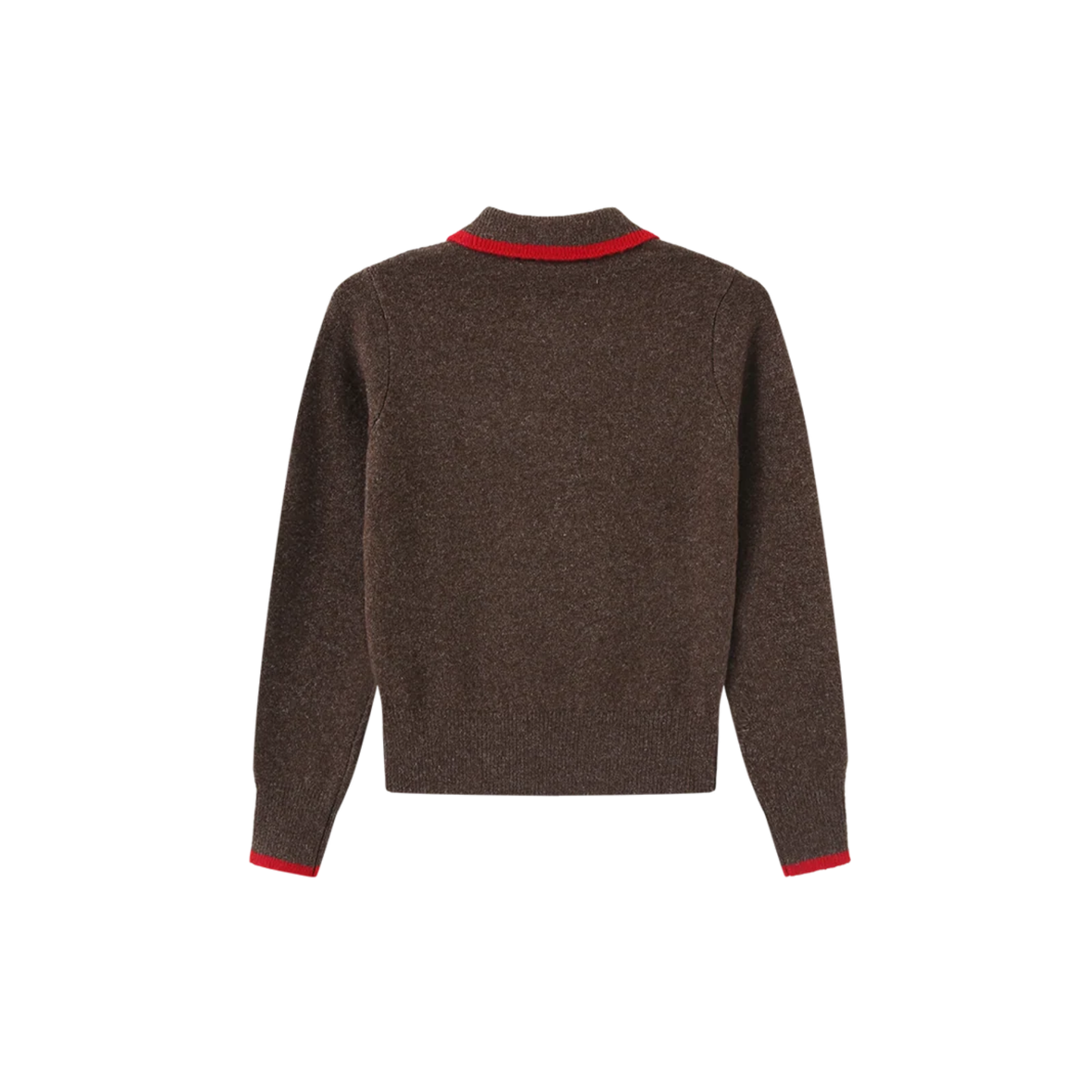 Vibe Brown Knit Collared Crest Sweater