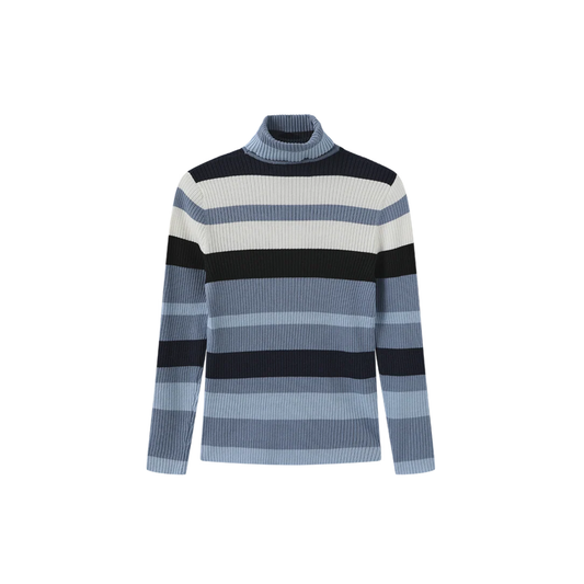 Vibe Blue Wide Striped Turtleneck