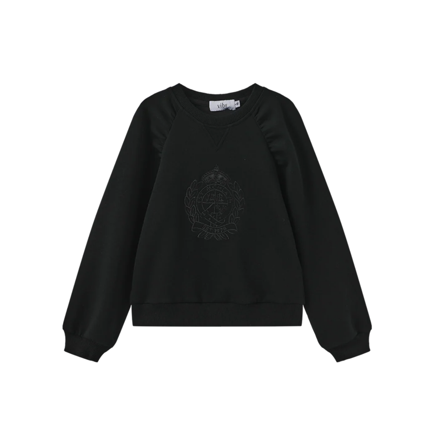 Vibe Black Gathered Shoulder Seam Sweatshirt