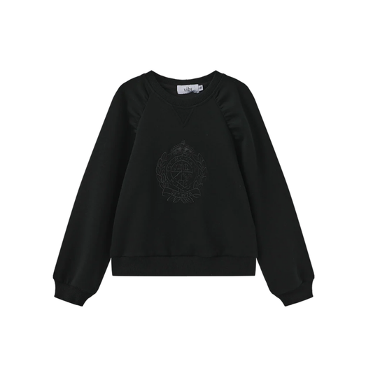Vibe Black Gathered Shoulder Seam Sweatshirt