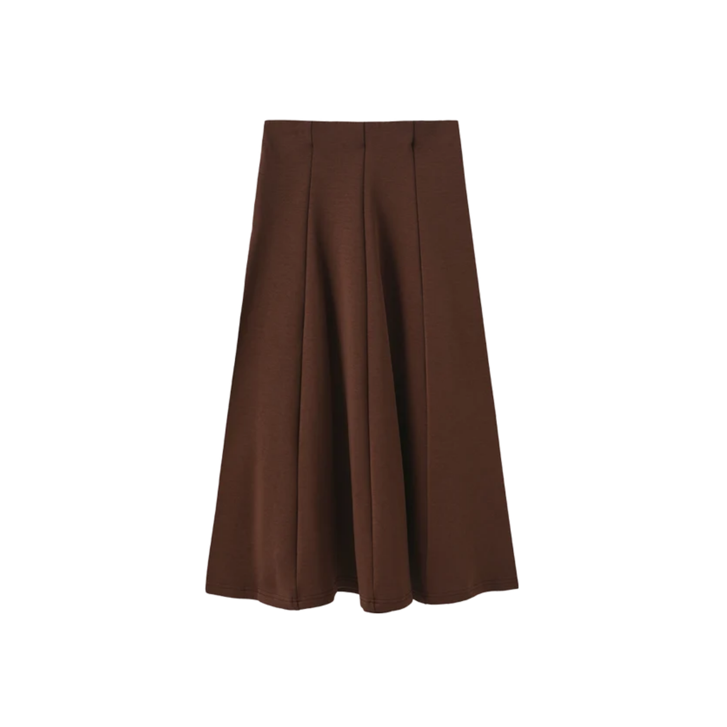 Vibe Brown Sweatshirt Paneled Midi Skirt