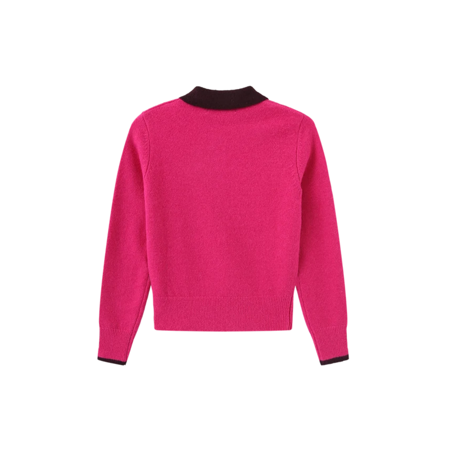 Vibe Pink Knit Collared Crest Sweater