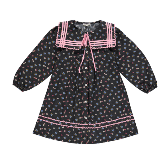 Bebe Organic Midnight Blooms Anna Long Sleeve Dress