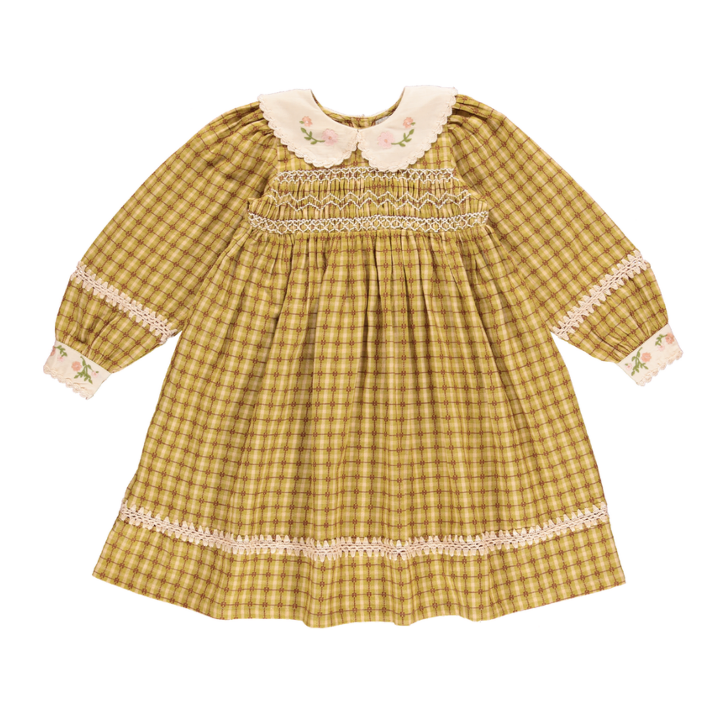 Bebe Organic Nostalgic Green Saphira Long Sleeve Dress