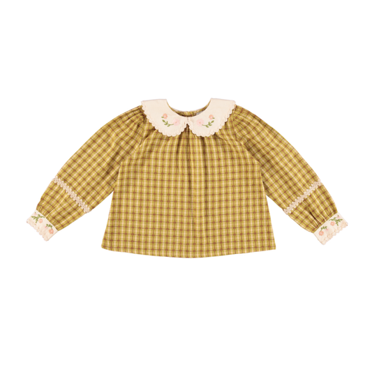 Bebe Organic Nostalgic Green Saphira Long Sleeve Blouse