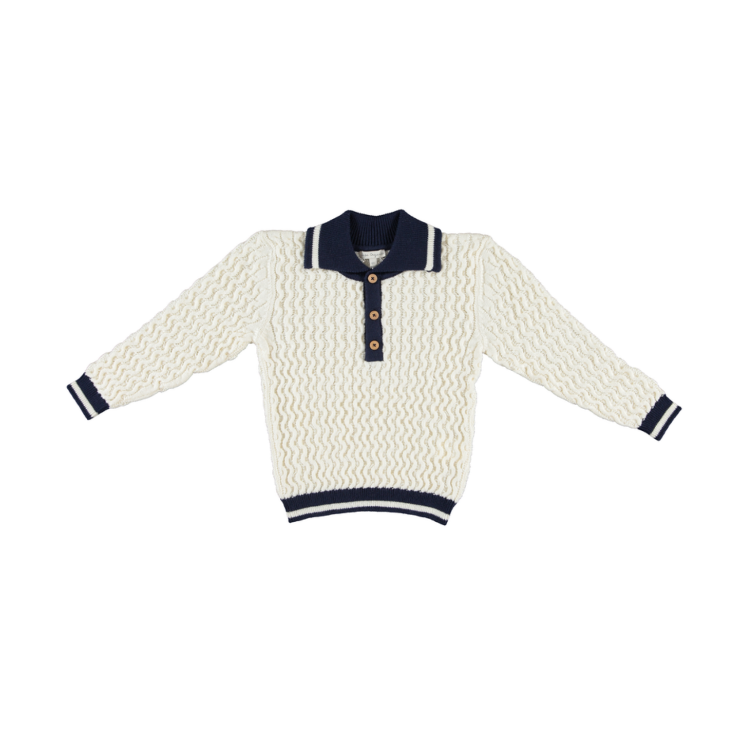 Bebe Organic Cable Knit Noa Long Sleeve Polo
