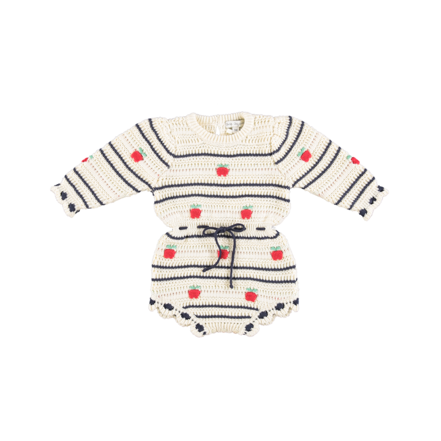 Bebe Organic Fall Apple Knit Daisy Long Sleeve Romper